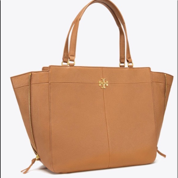 Tory Burch Ivy Side-Zip tote in the color Bark - Picture 2 of 8
